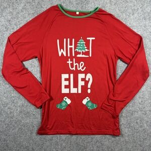 Unbranded What The Elf? Graphic Tee Small Red Festive Long Sleeve‎ Holiday Shirt